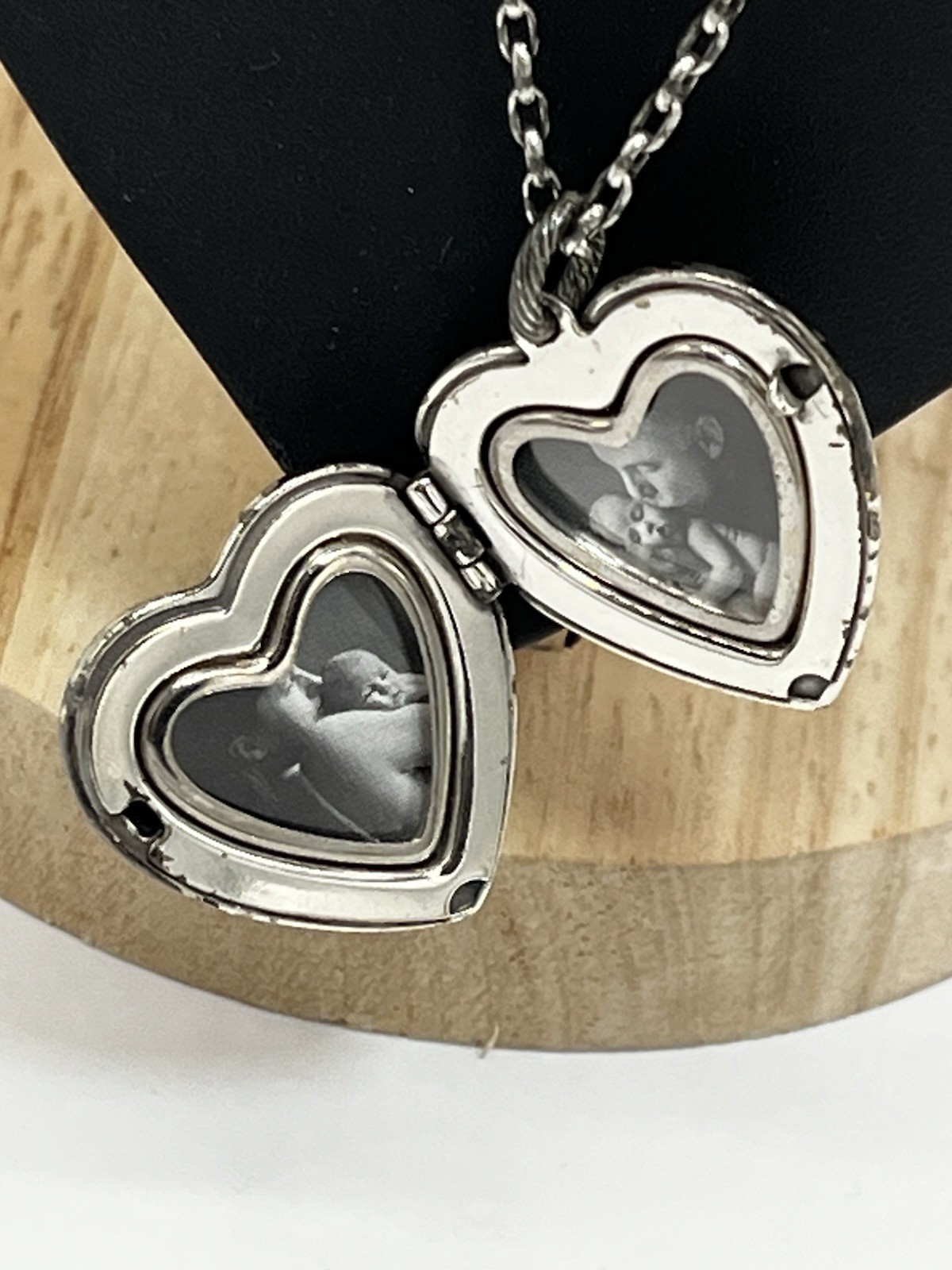 Vintage Brighton Heart Locket Necklace — Floral Design — Signs of Wear