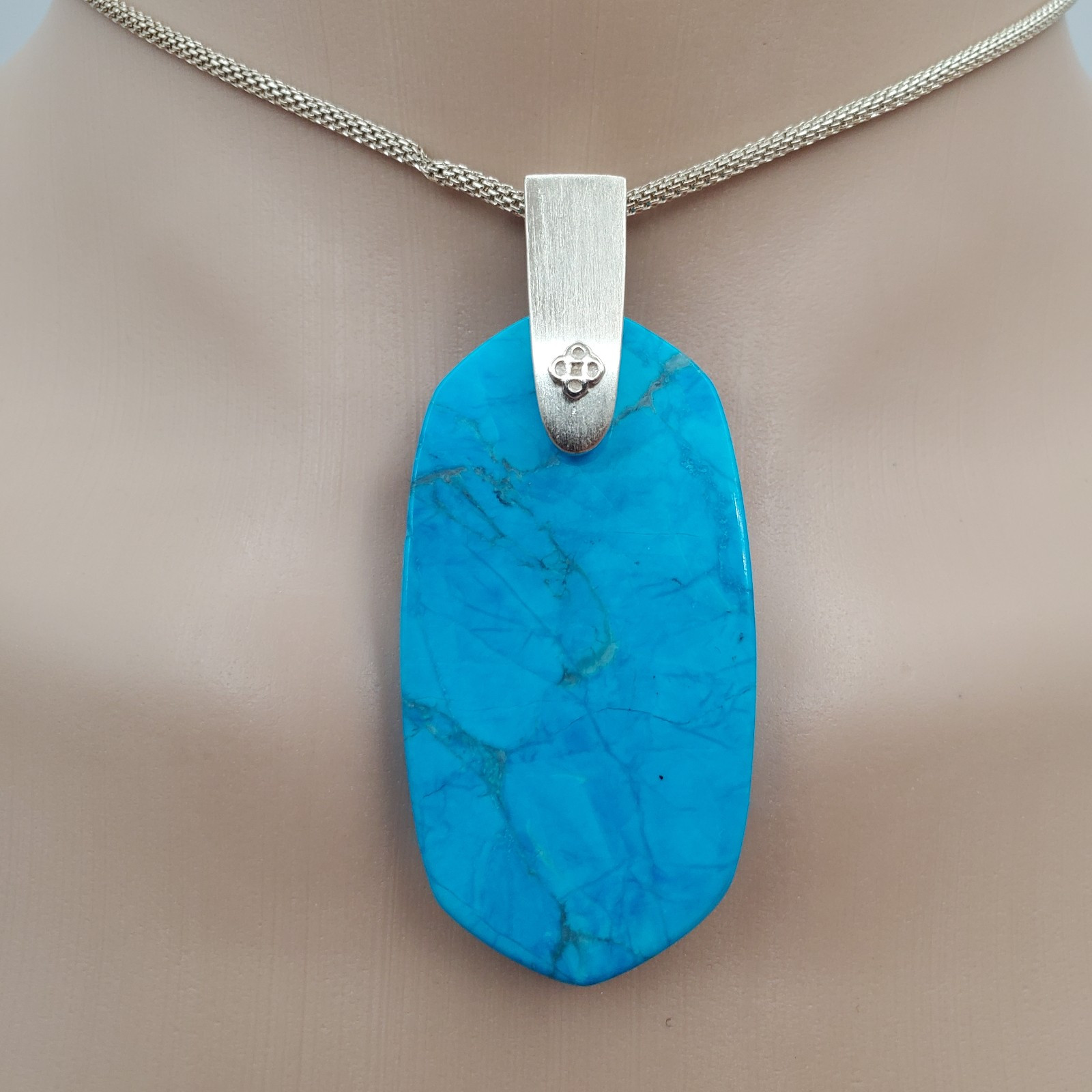 Kendra Scott Necklace 30in Gold Plate Aqua Howlite Inez Pendant Back Chip READ