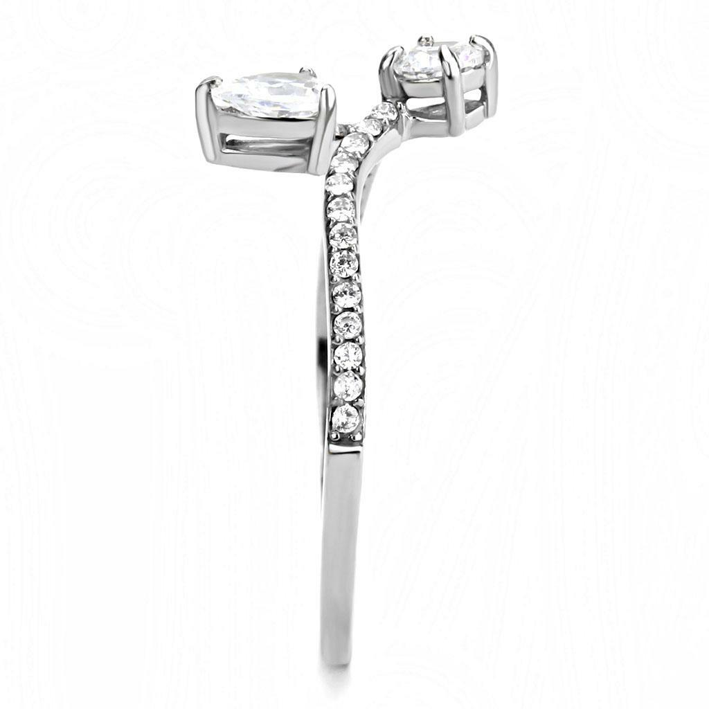 DA138 – High polished (no plating) Stainless Steel Ring with AAA Grade CZ in
