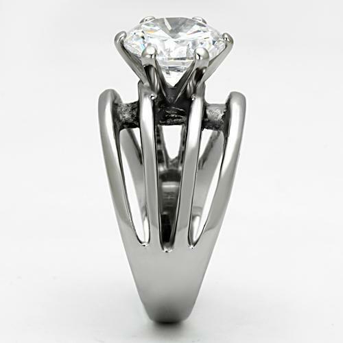 TK1084 – High polished (no plating) Stainless Steel Ring with AAA Grade CZ in
