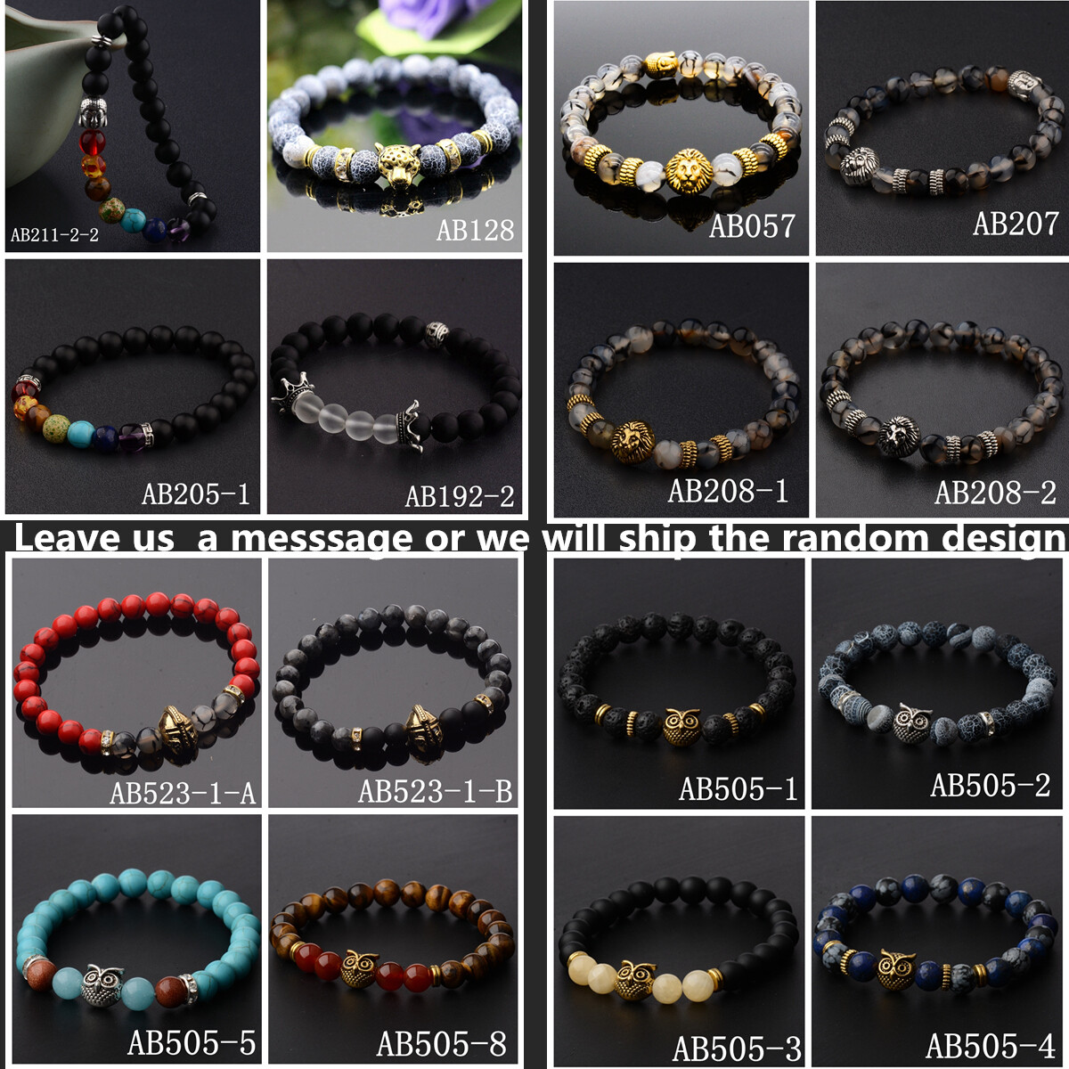 Wholesale Mixed Beaded Bracelet Natural Stone Stretch Women Men Bracelet Jewelry