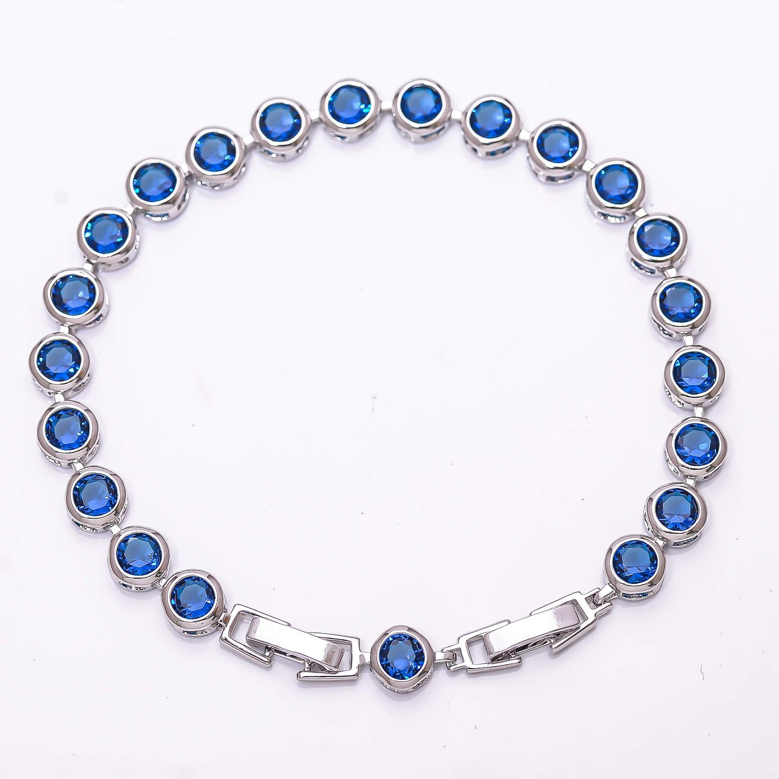 Blue Sapphire – Simulated 925 Sterling Silver Tennis Bracelet 7.99″ B_9733_689_9