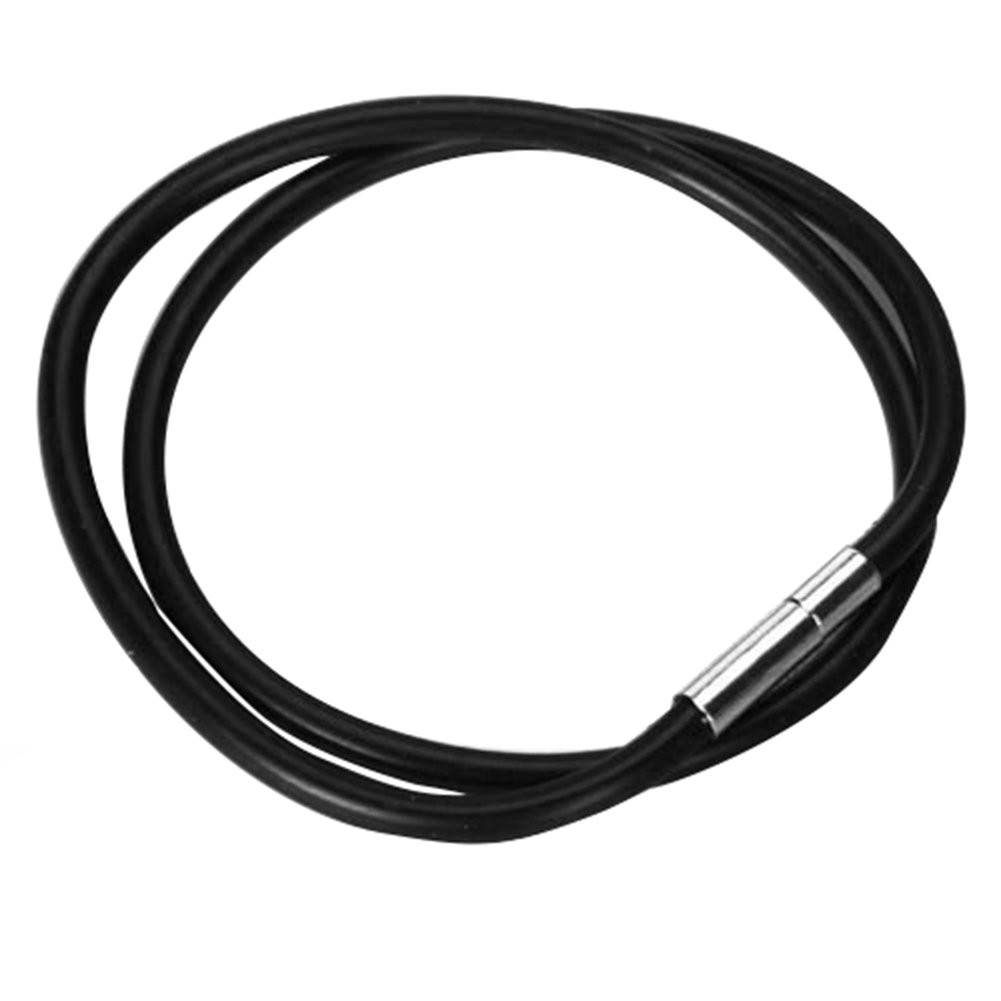 Necklace Rubber Rope Necklace with 3Mm Black Stainless Steel Clasp 18-Inch, Whit
