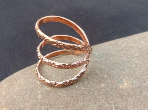Solid Pure Copper Brass Minimalist Healing Ring, Handmade, Unisex, Splint