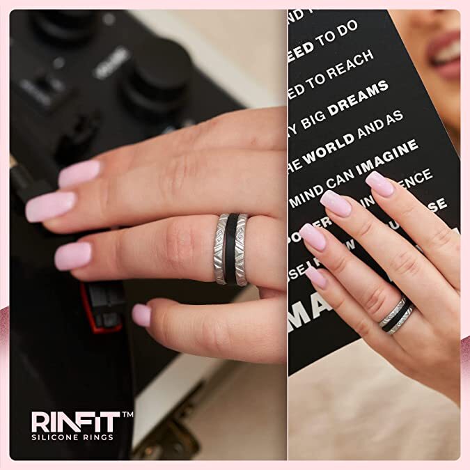 Silicone Wedding Rings by RINFIT. Wedding Rubber Bands. 4 Stackable Rings Set