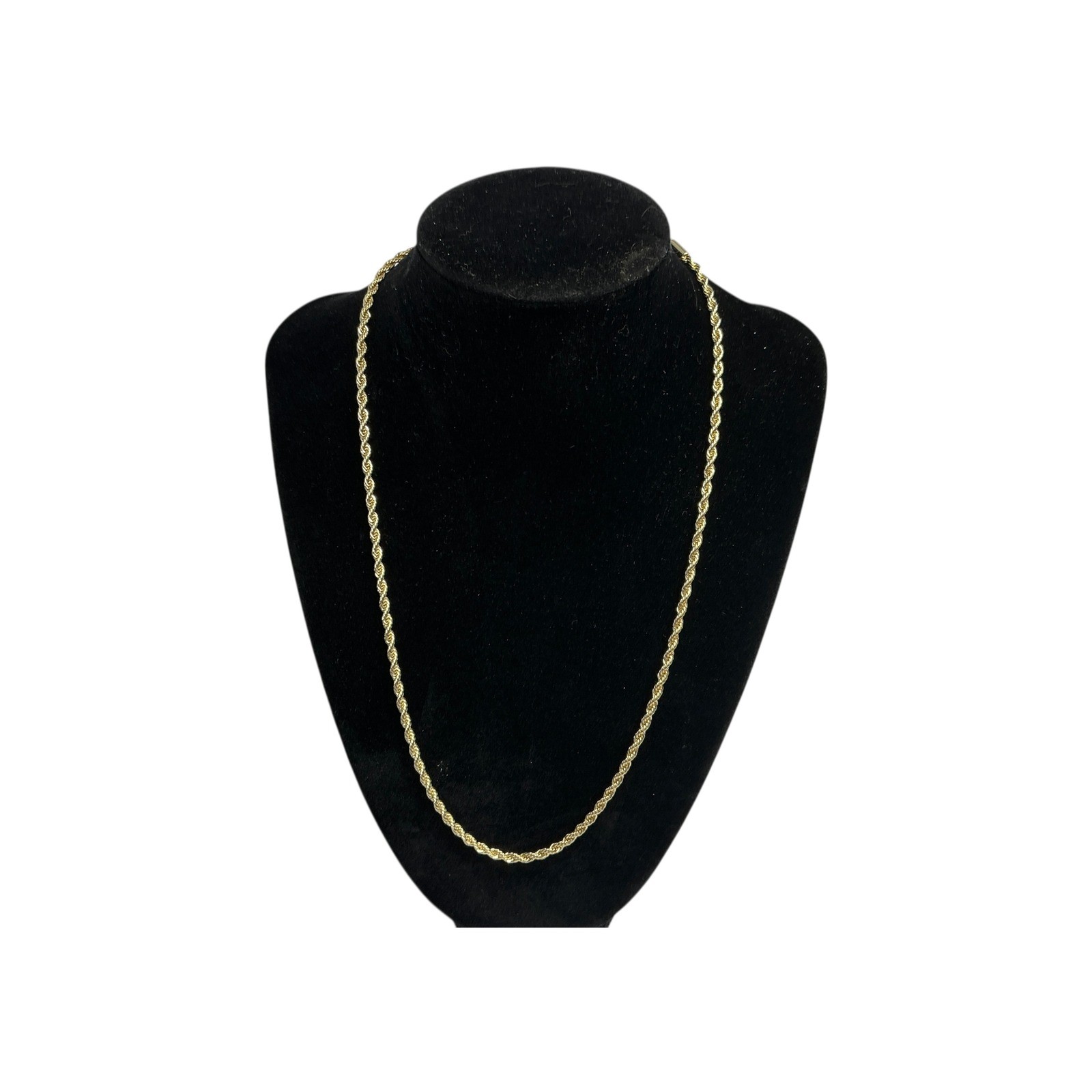Gold Tone 2.5mm Rope Chain Necklace 18 Inch Extender Clasp