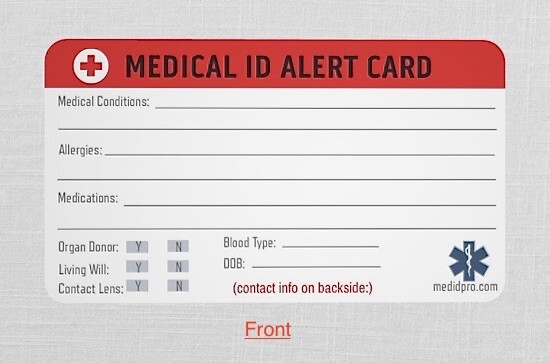 Medical Alert ID Necklace – FREE ENGRAVING / WALLET CARD & Ship -Dog Tag -USA
