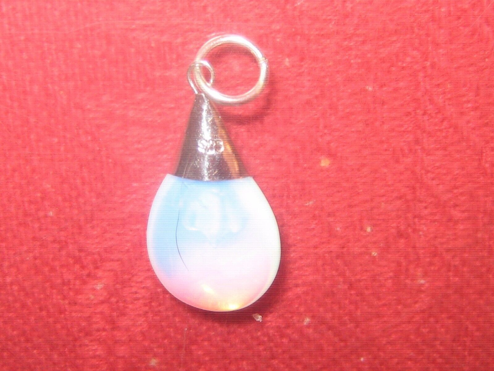 925 STERLING SILVER OPALITE SEA OPAL GLOWING TEAR DROP PENDANT CHARM NECKLACE