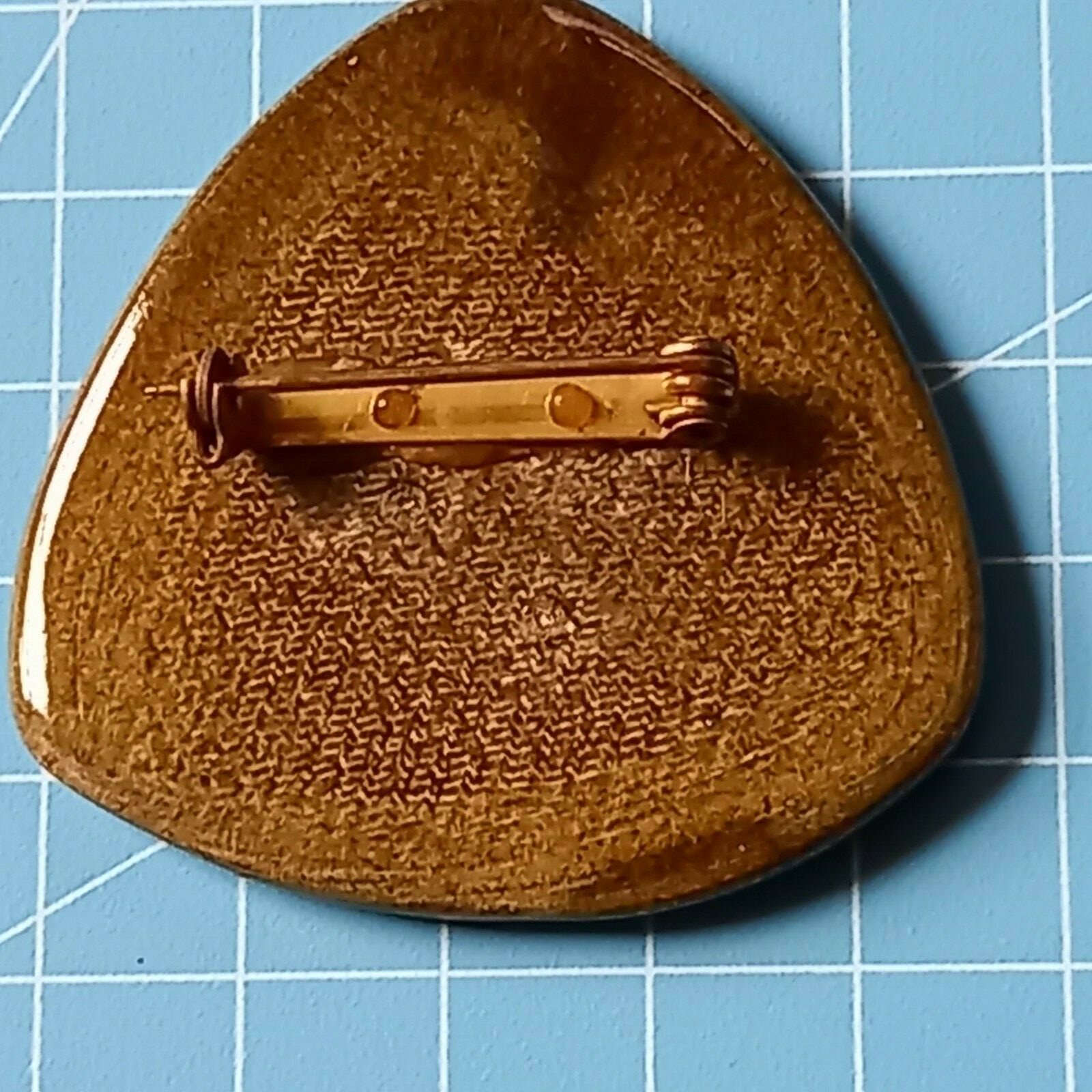 Vintage Brooch Ceramic Enamel 70s Arts Crafts Style Textured Large Pin