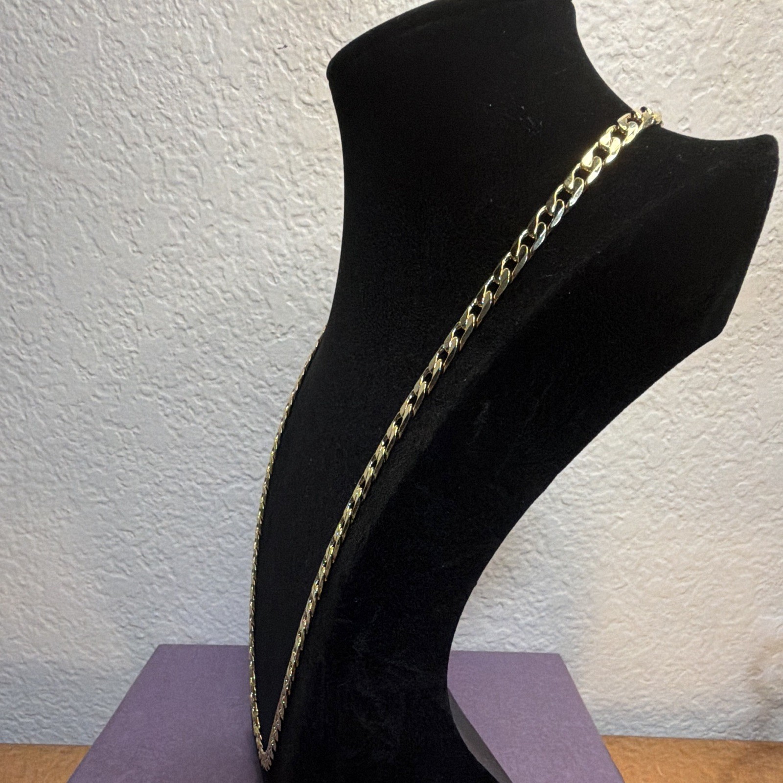 Gold Tone Curb Link Chain Necklace, Metal, Lobster Clasp, No Stone