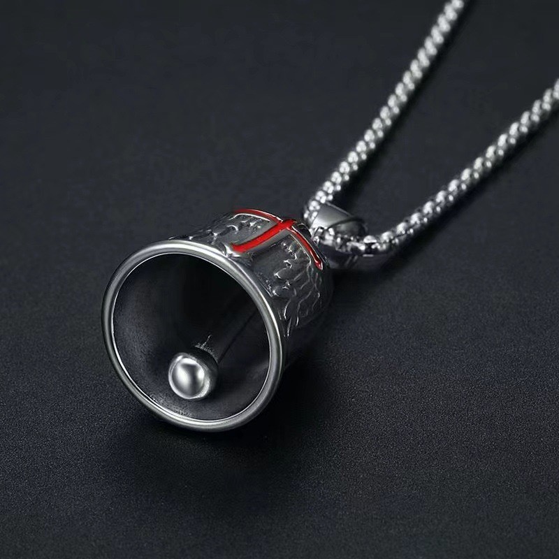 Angel Wings Cross Motorcycle Guardian Gremlin Bell Pendant Necklace Chain 24″