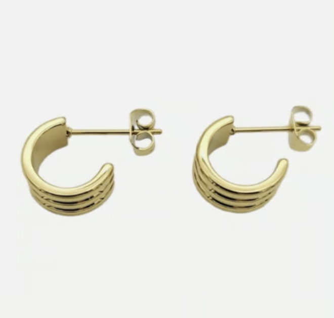 Stainless Steel Gold Plated Stud Earrings Unisex, Women, Men Hip Hop Jewelry