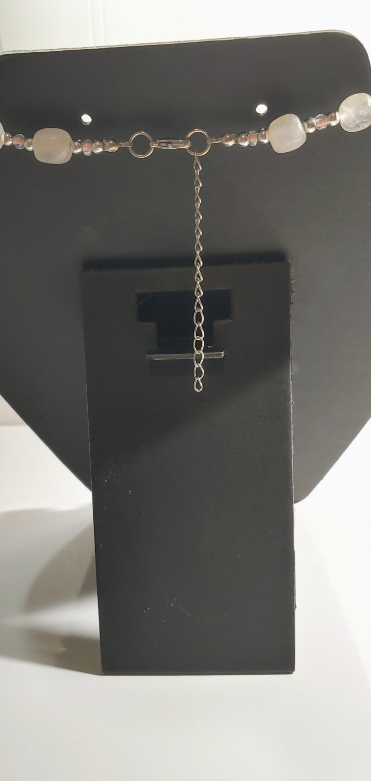 Rose Quartz Necklace With Silvertone Chain