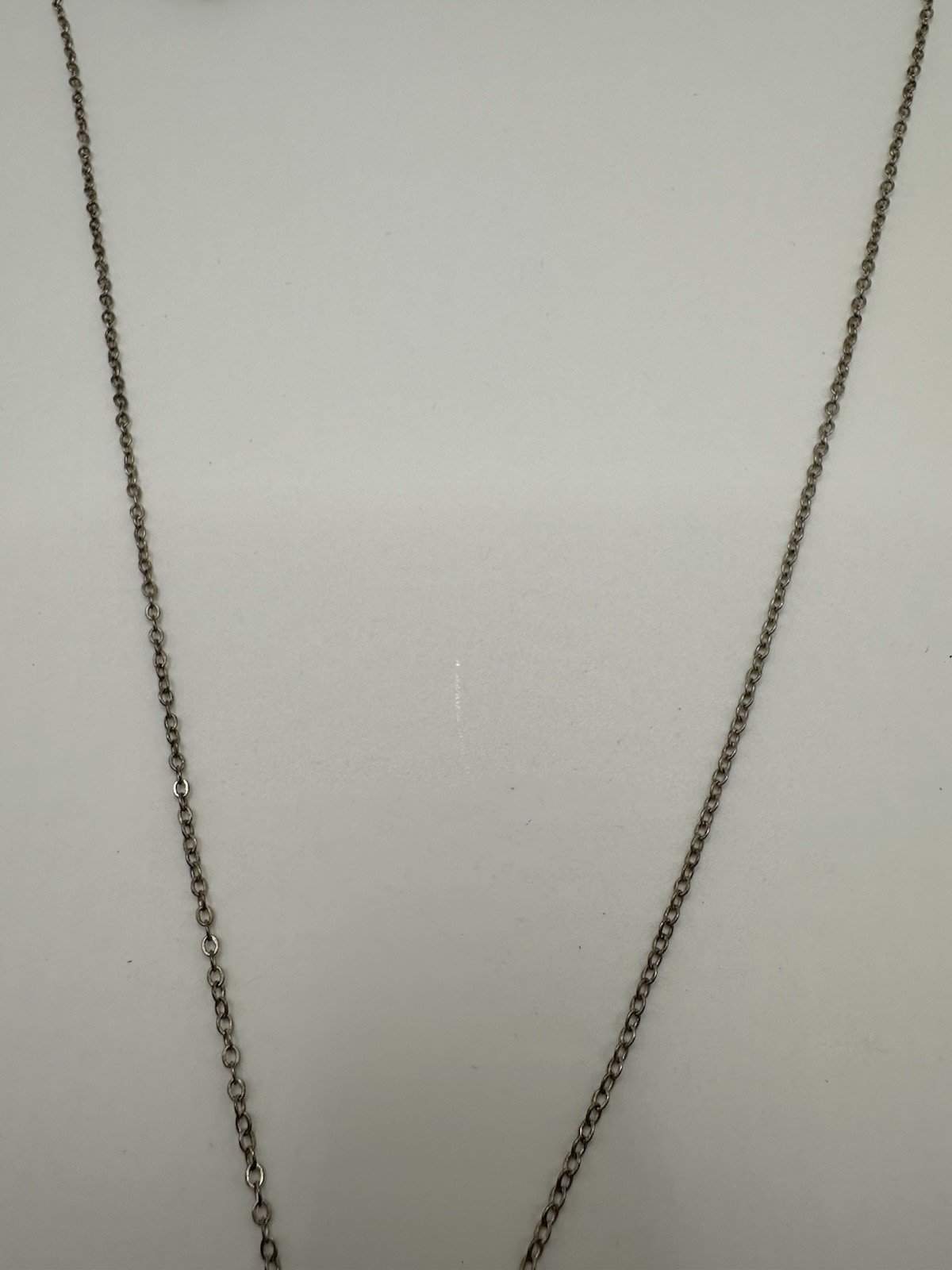 Silver Tone Chain Necklace With Blue Rhinestone Snowflake Pendant 18”