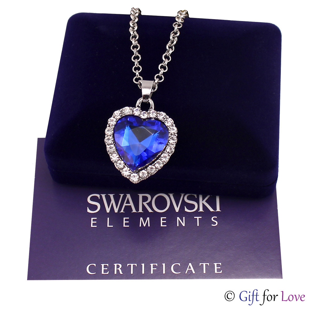 Collana donna oro bianco Swarovski Elements originale G4L cristalli cuore oceano