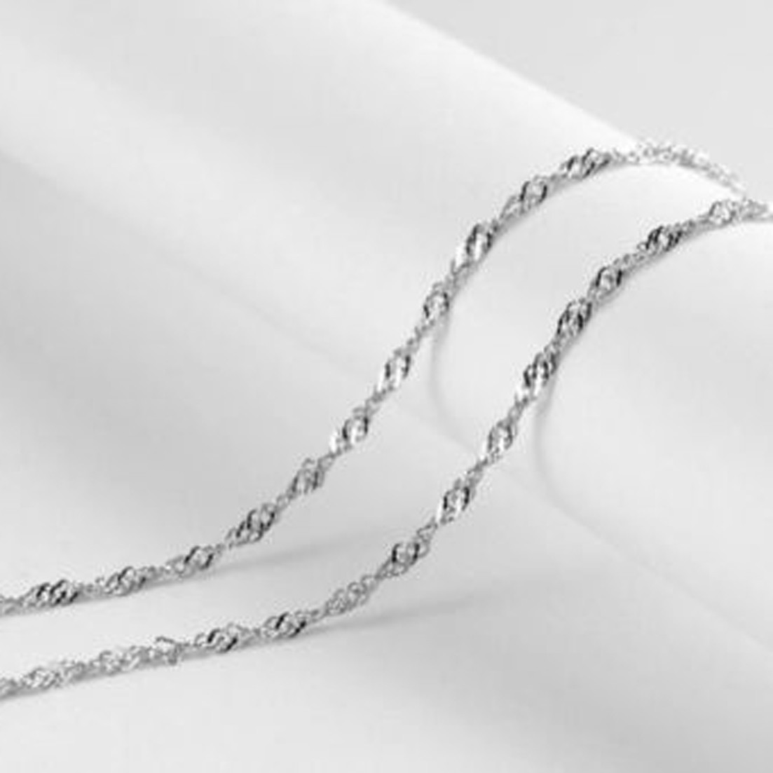18-32″ 3mm 316L Stainless Steel Gentle Women Necklace Distorted Water Wave Chain