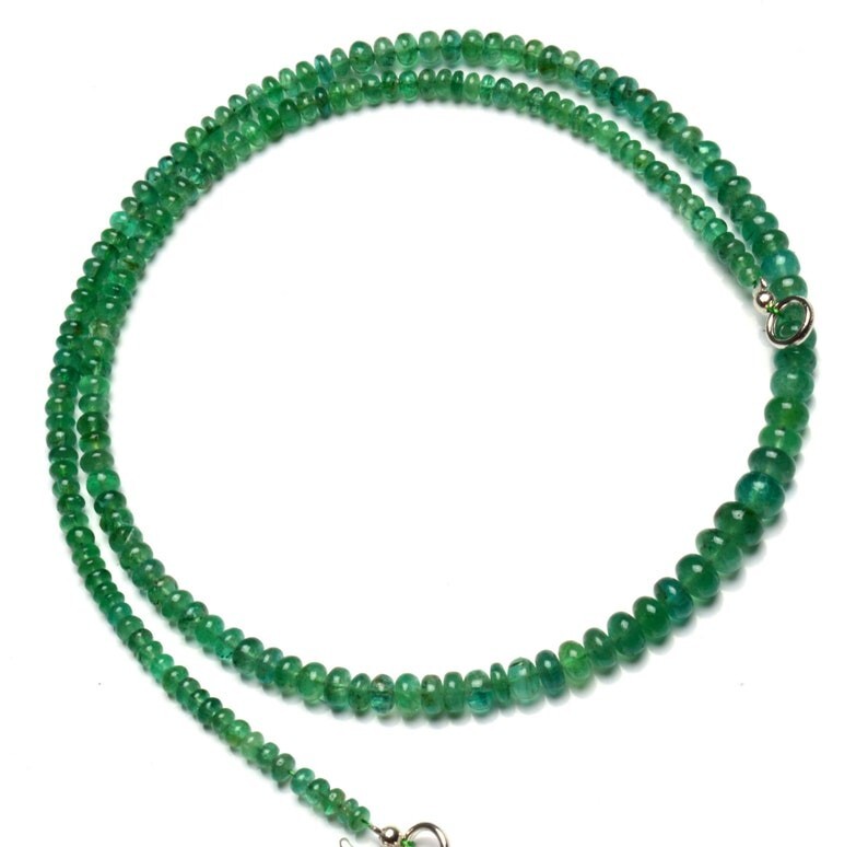 Natural Russian Emerald Smooth Rondelle Gemstone 4-6mm Bead Necklace 18″ Gift