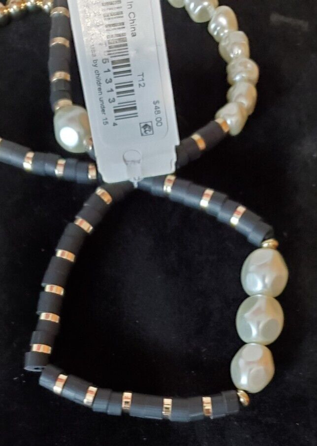 Karl Lagerfeld Paris Gold Plated Faux Pearl Strand Bracelet 3-Pc Set J2