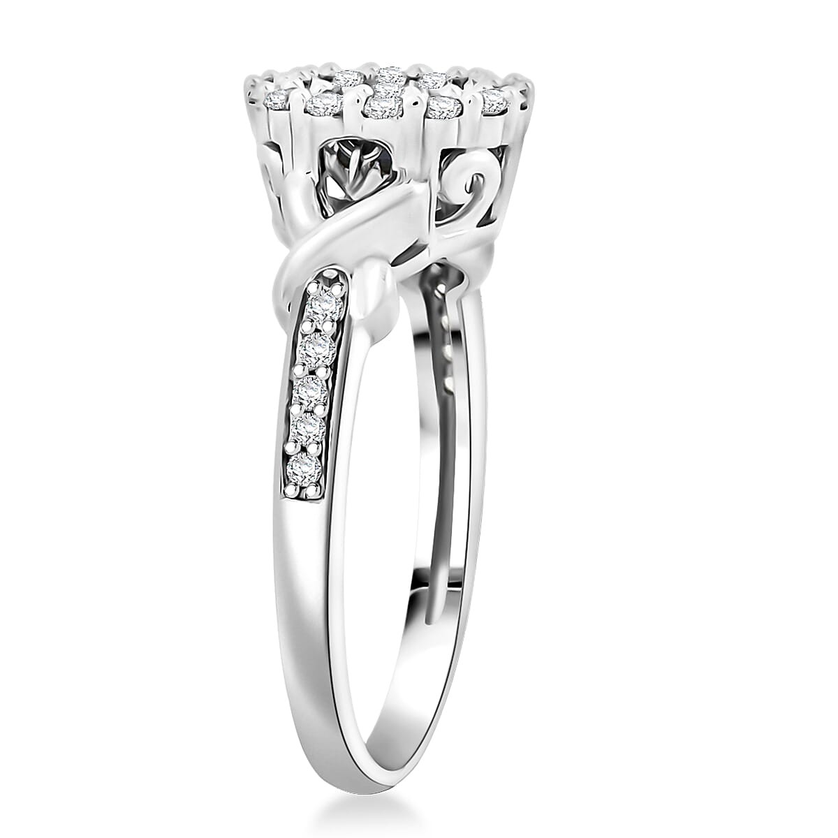 Lab Created Blue and White Sapphire Ring in Sterling Silver 1.00 ctw Size 7.0