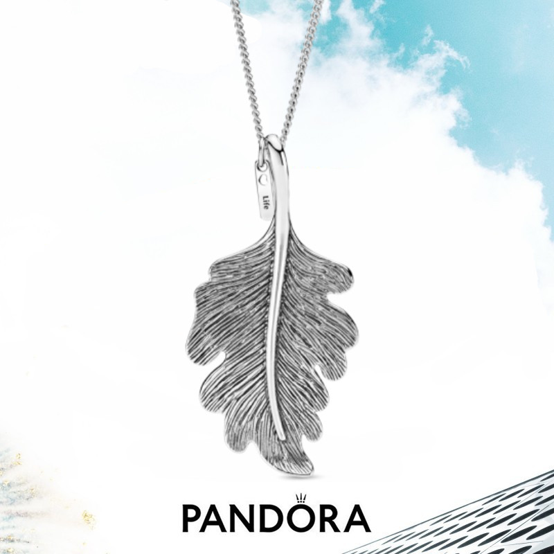 Authentic Oak Leaf Pendant 925 Sterling Silver Necklace Siding Clasp 70 cm