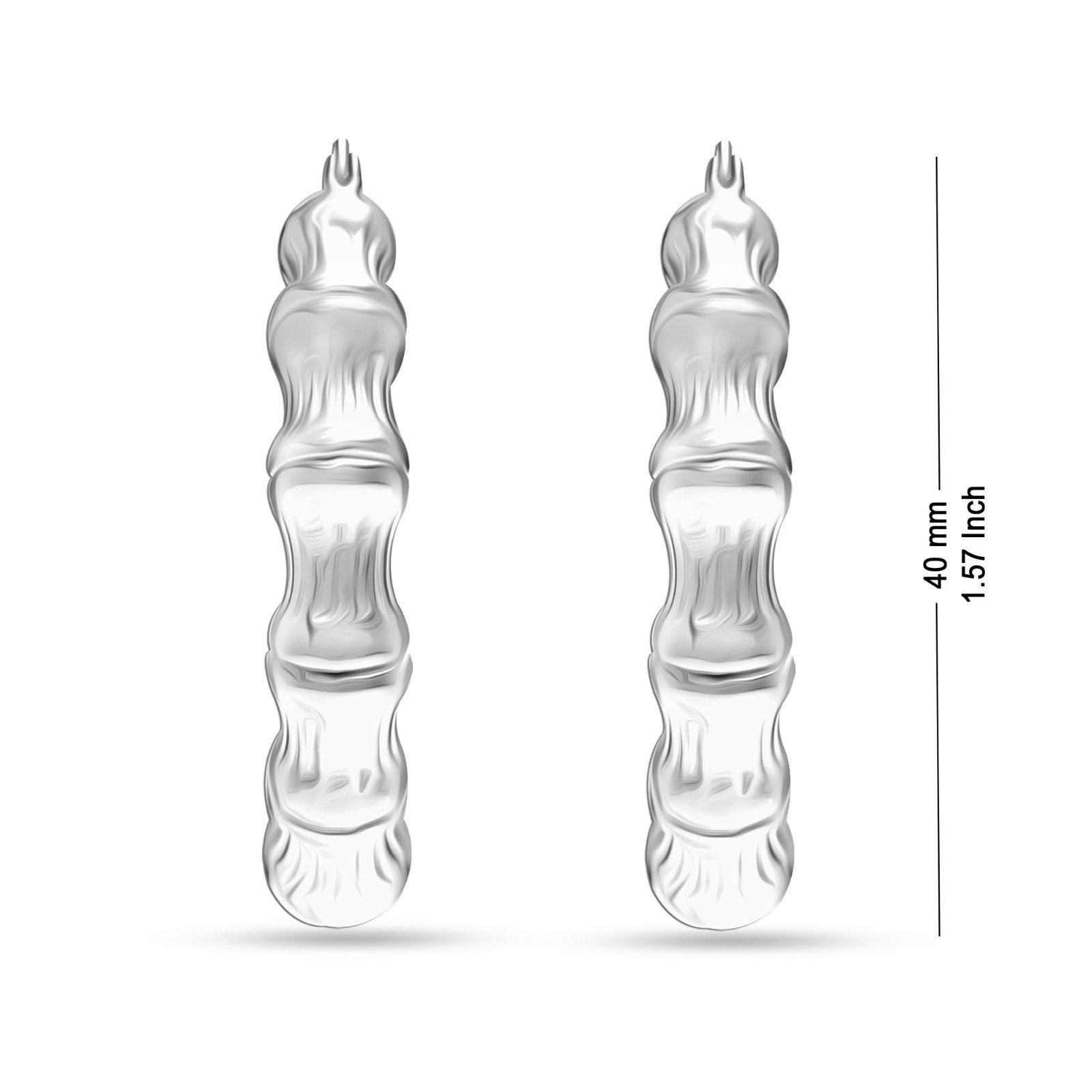 Bamboo Hoop Earrings for Women | 925 Sterling Silver Geometric Round Hoops | Gif