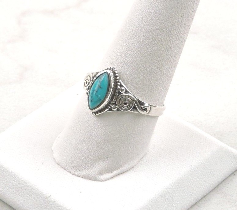 Sterling Silver 2 ct Marquise Turquoise Ring – Free Gift Packaging