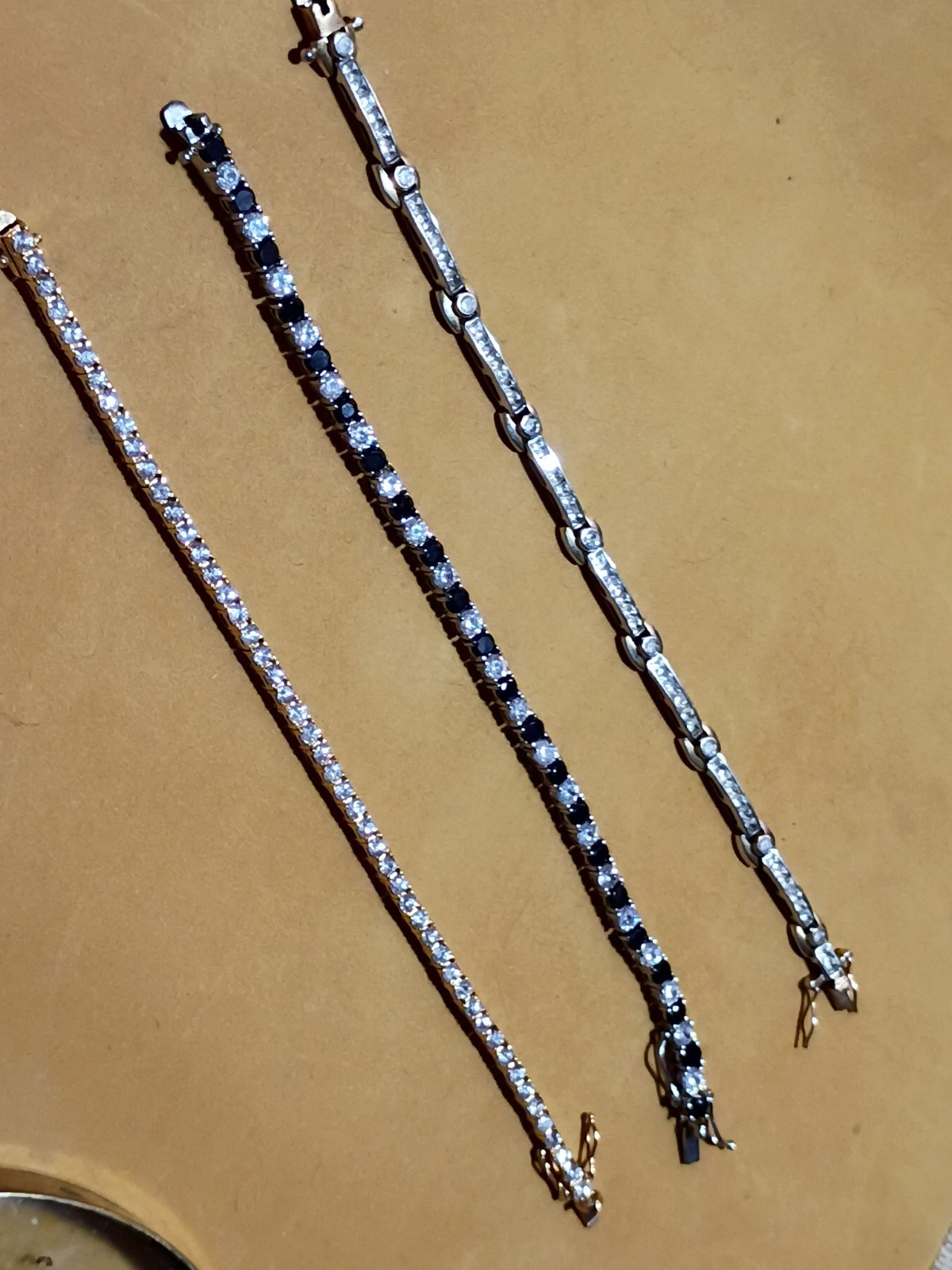Old Vintage Gorgeous! Mixed Tone Rhinestone Tennis Bracelets (3) Inc ROMAN& More