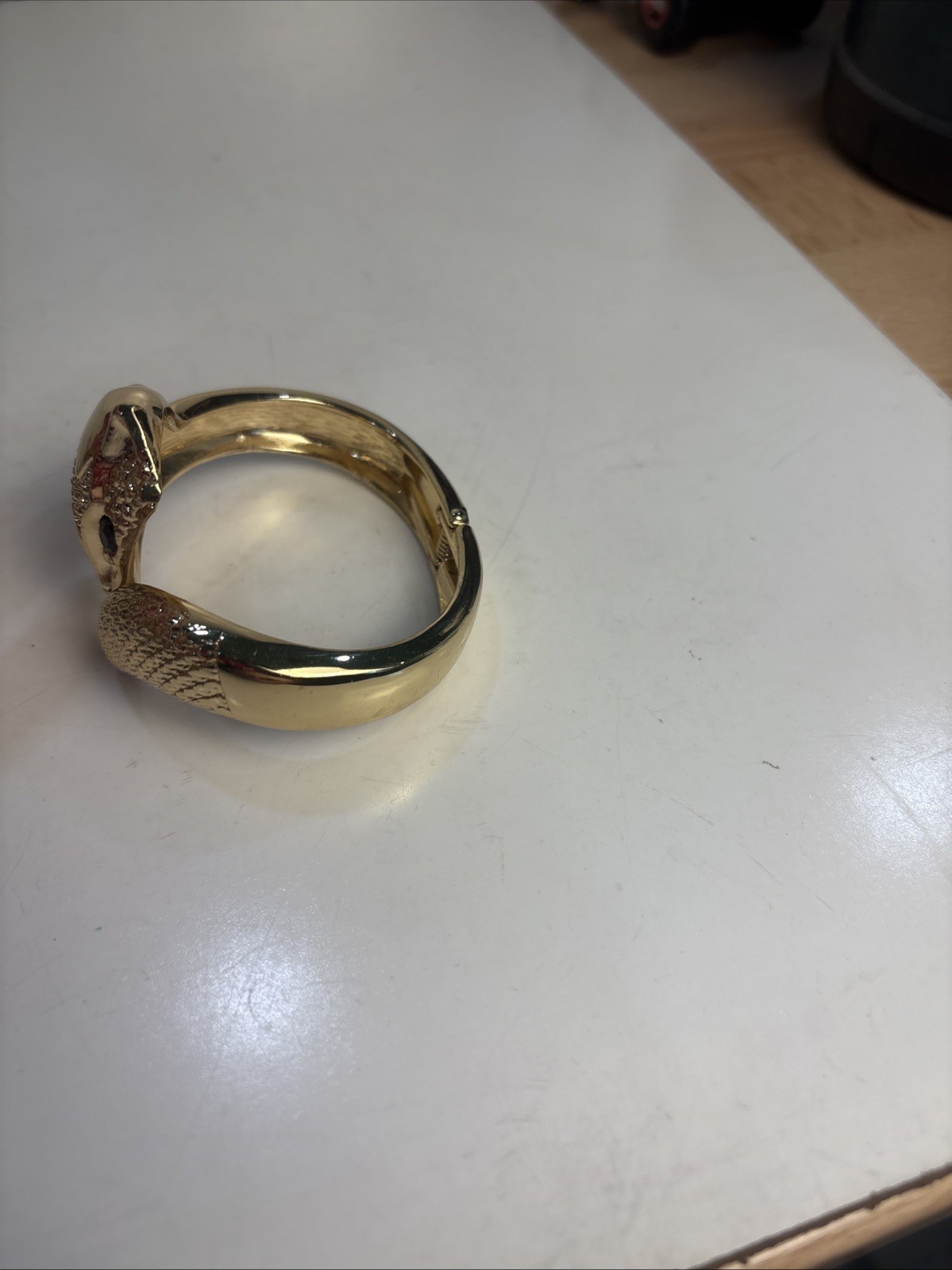 Gold Tone Fox Design hinged Bracelet Not Branded