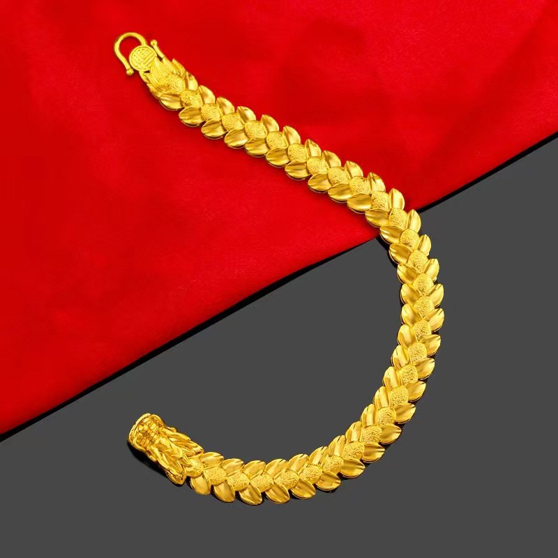 Men’s Dragon 22k 23k 24k Gilding Yellow Gold Gp Bracelet 8.2inch30g