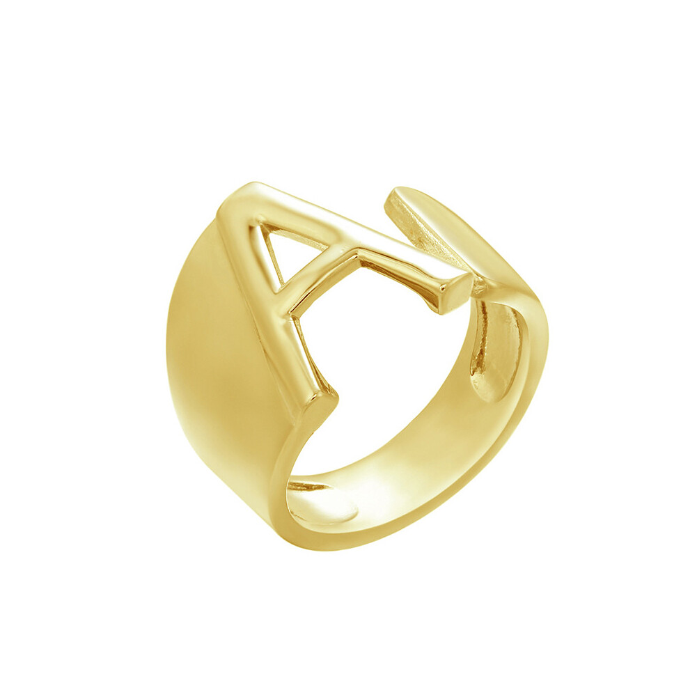 US Alphabet Letter A to Z Resizable Knuckle Ring Initial Gold Silver Letter Ring