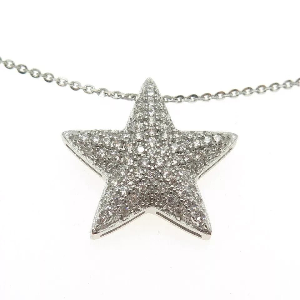 Women’s Stunning Star Pendant Round Cut Simulated Diamond 14K White Gold Plated