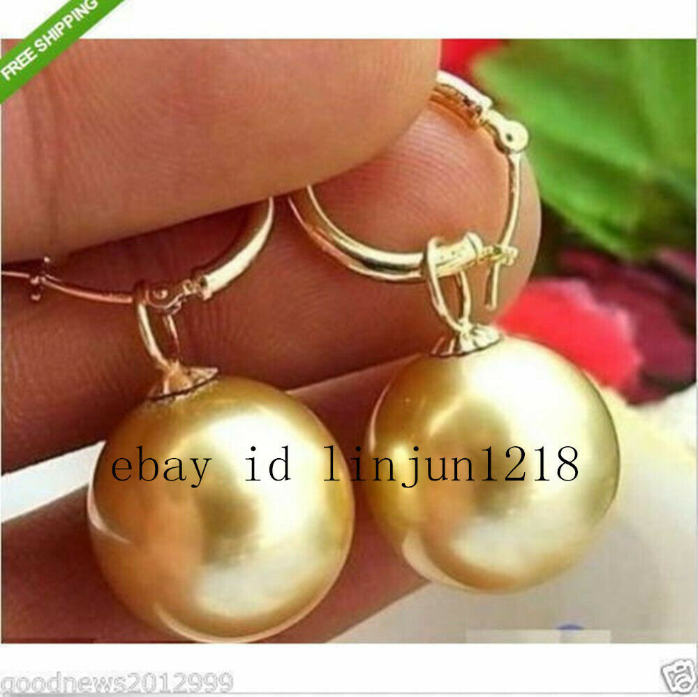 HOT 10/12/14mm Black Whit Gold Gray South Sea Shell Pearl Earring
