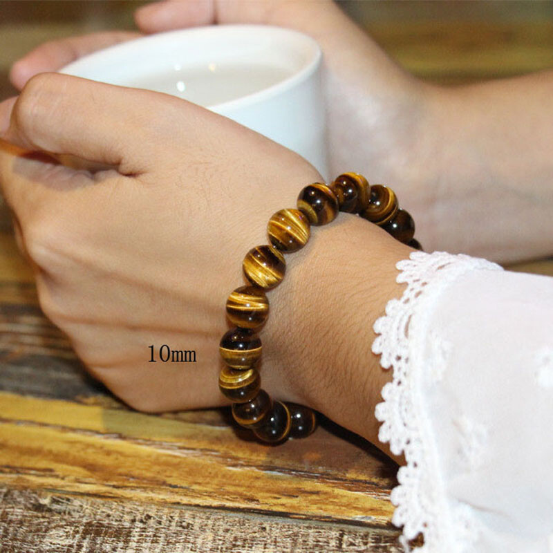 Unisex Women Men Tiger Eye Beads Gemstone Bangle Bracelet Christmas Jewelry Gift
