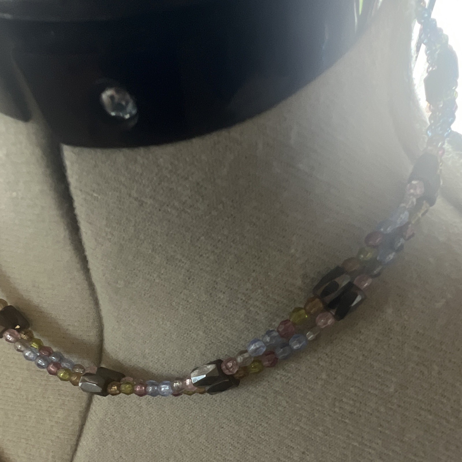 Multicolor Glass Beaded Necklace, Ball/Bead Chain, Round Beads Strand