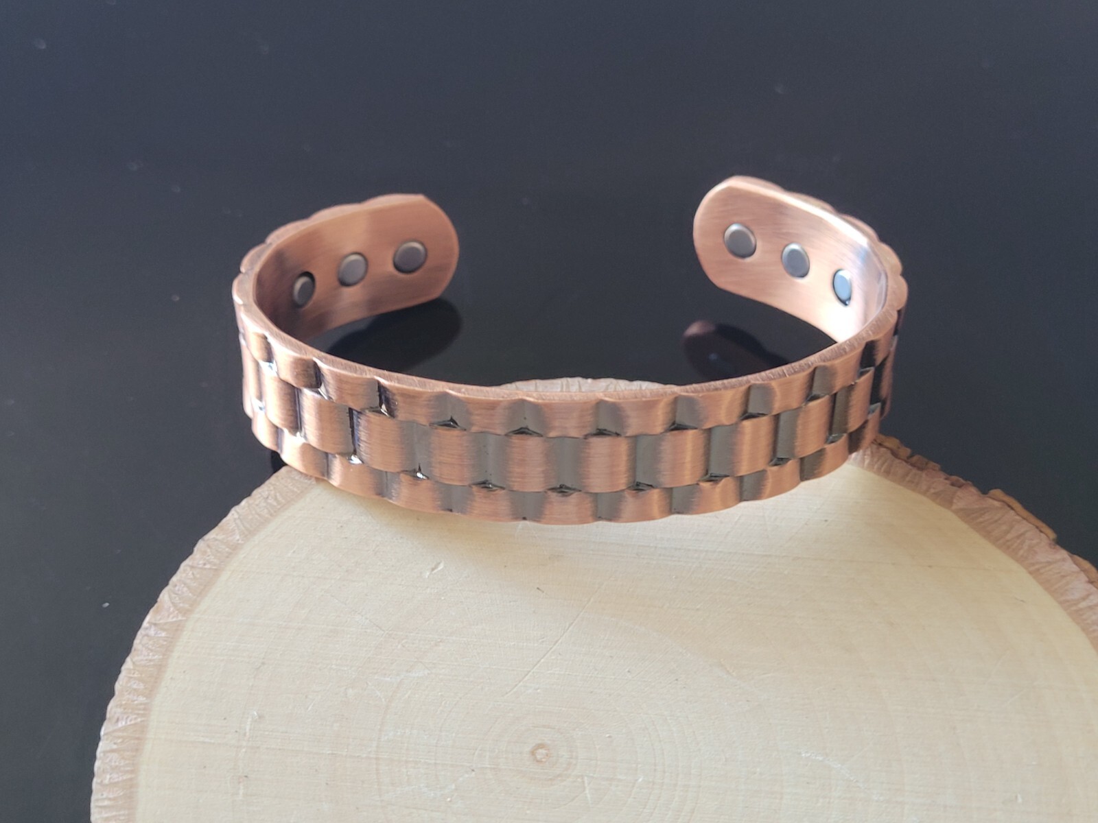 2 Pack Pure Copper Magnetic Bracelet Elegant Arthritis Therapy Cuff Bangle Set