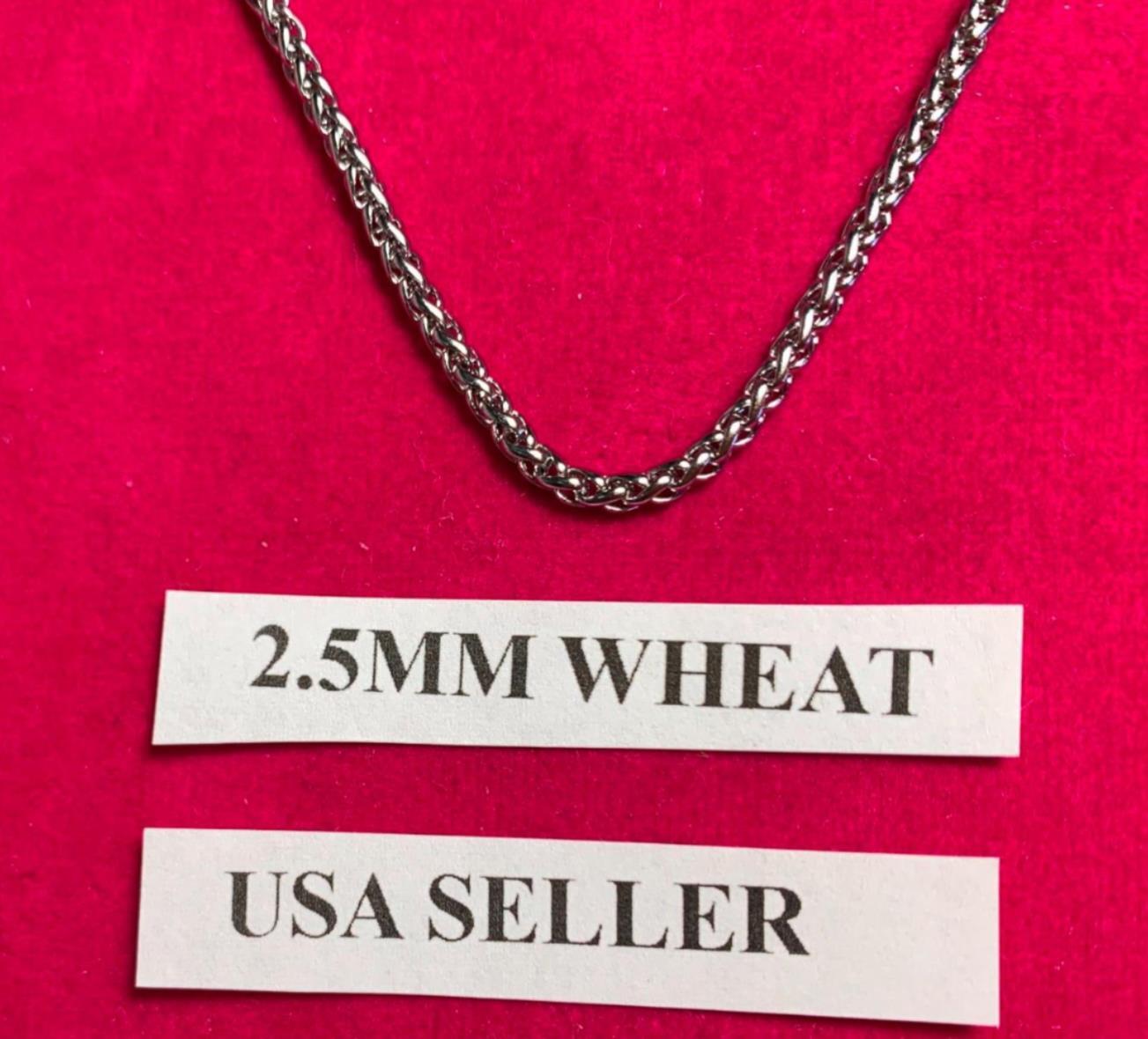 22″ 2.5mm STAINLESS STEEL SILVER BRAIDED WHEAT ROPE NECKLACE CHAIN USA SELLER