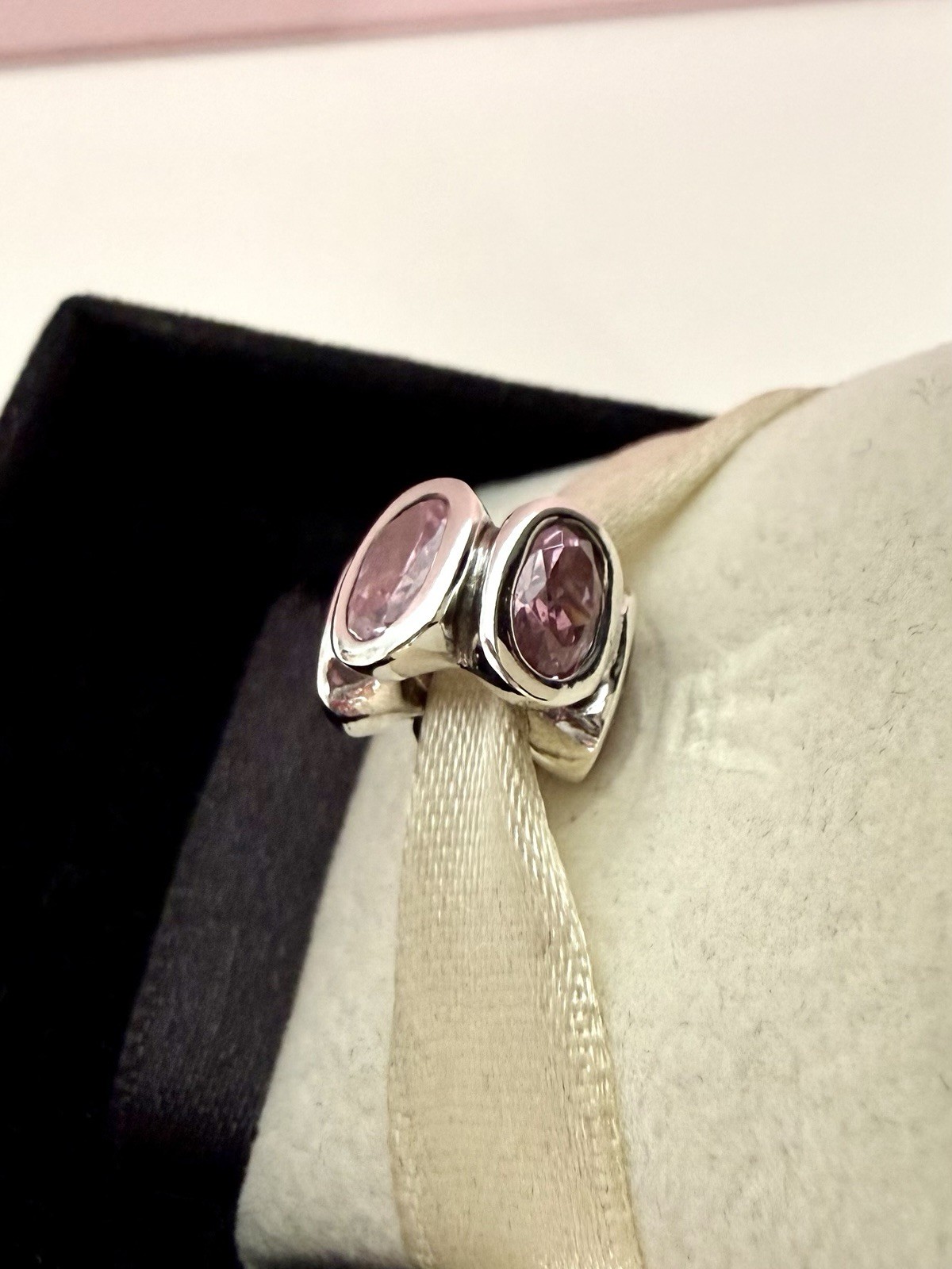 Pandora Sterling Sliver Pink Oval Lights CZ Charm #790311PCZ RETIRED Authentic