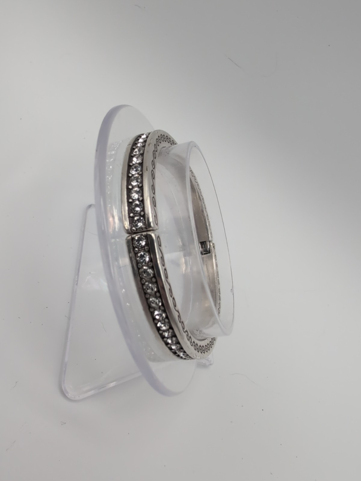 Brighton Secret of Love Silver Tone Hinged Bracelet Crystal Magnetic Closure