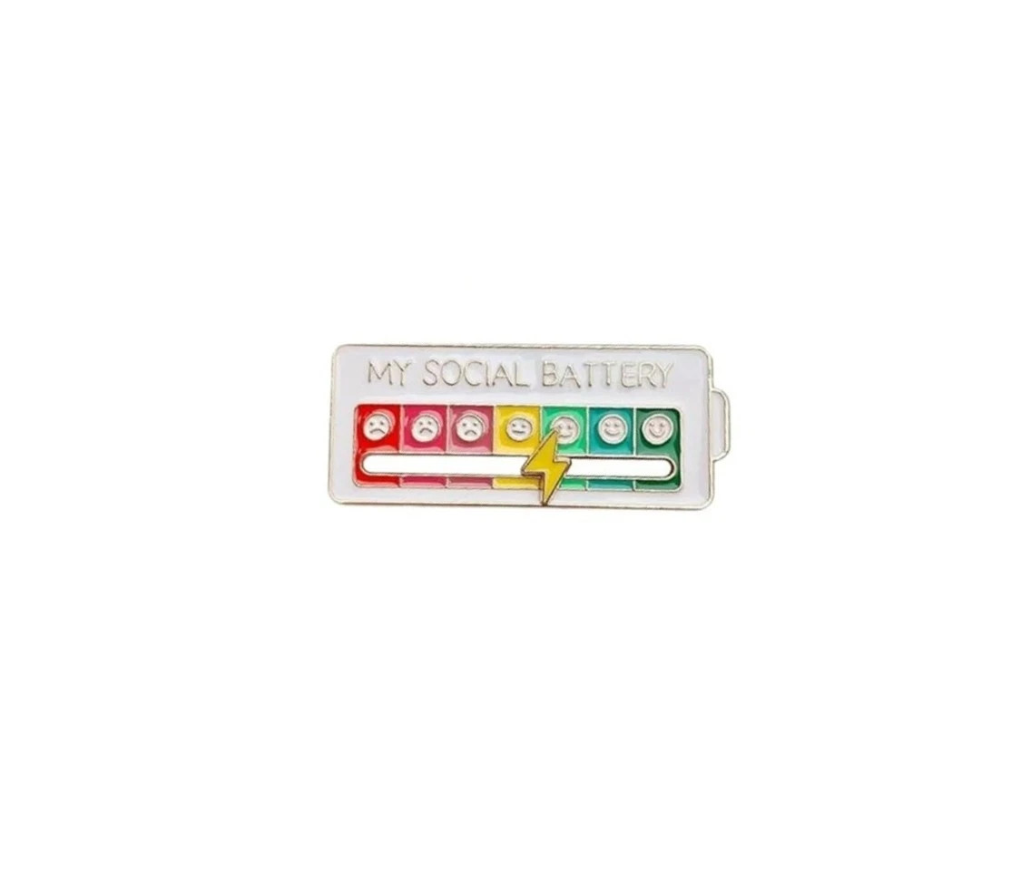 My Social Battery Interactive Mood Enamel Pin-3pcs