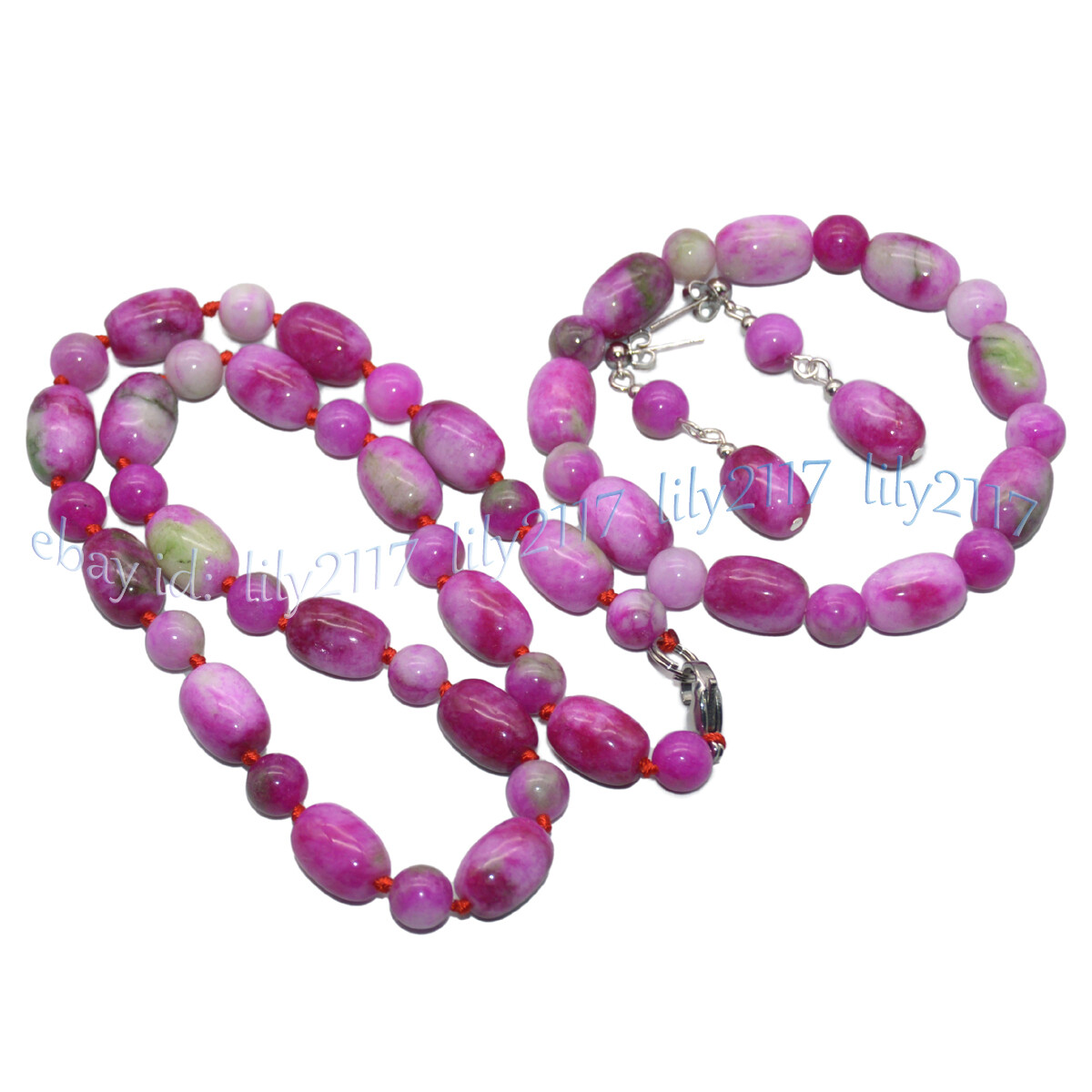 10x14mm Barrel 8mm Round Red Green Multicolor Jade Necklace Bracelet Earring Set