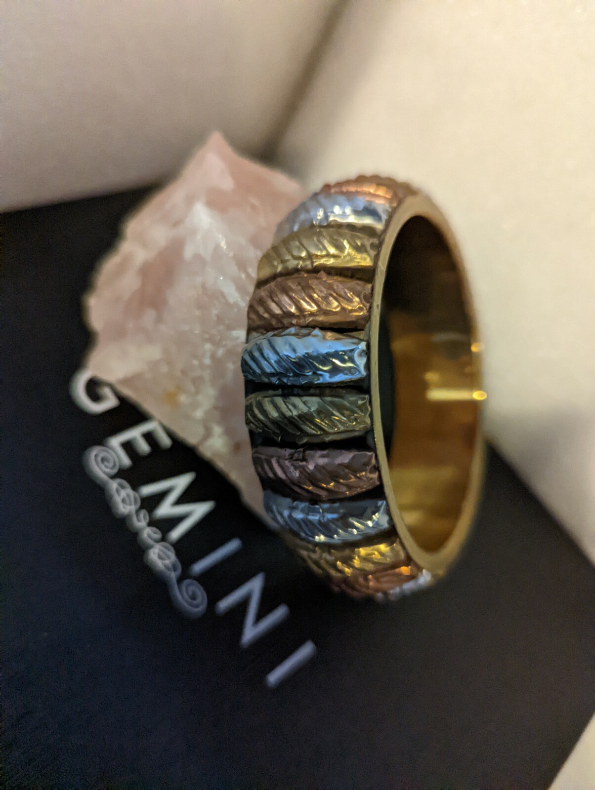 Vintage Statement Bangle 30g Copper Silver Tone & Brass 64mm Diameter 23mm Wide