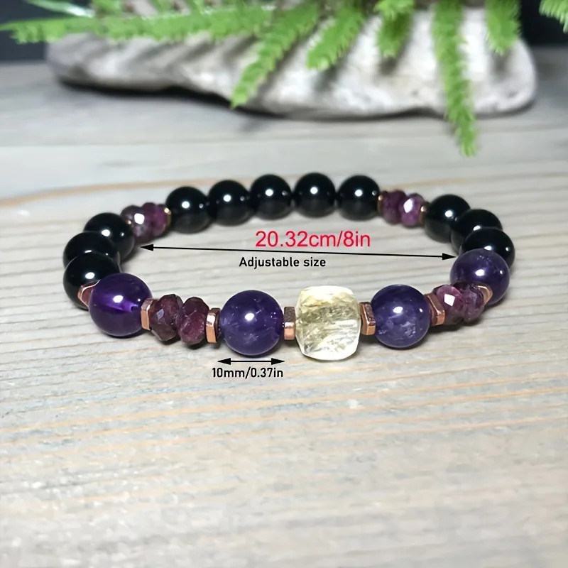 Mixed Natural Gemstone Bracelet Attract Money Protection Healing Relief Amethyst