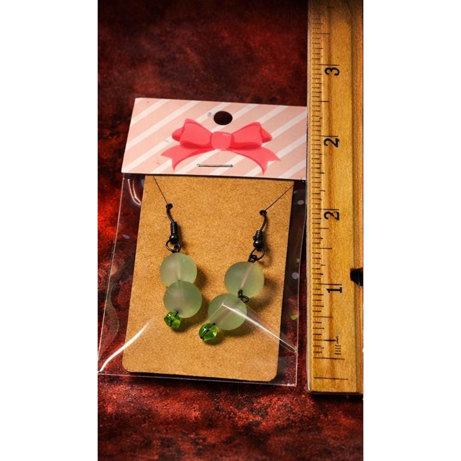 Handmade Beaded Earrings – 3-Pair Dangle Set | Red, Seafoam Green & Blue