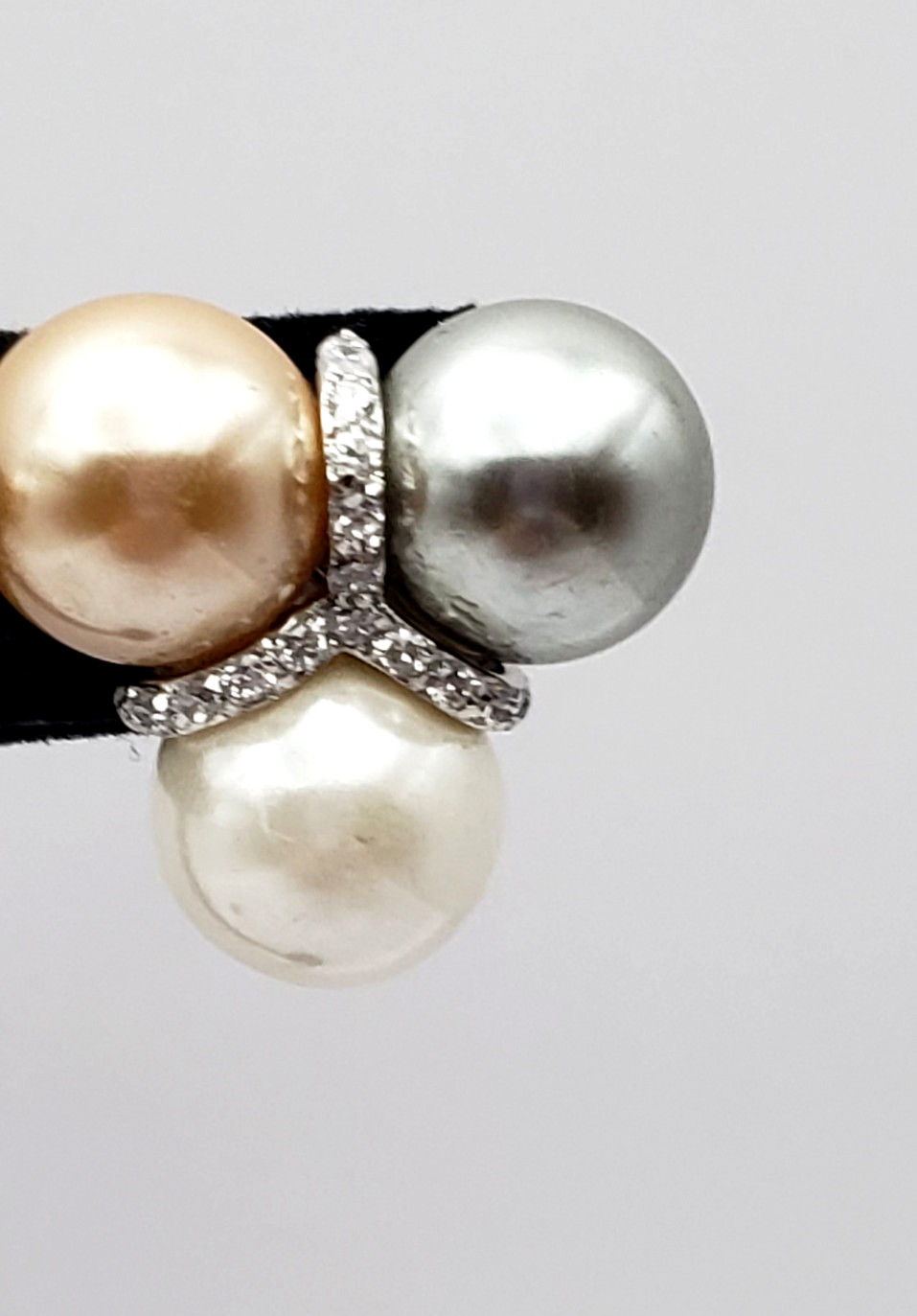 Vintage Silvertone Multi Color Faux Pearl & Crystal Large Cluster Pier Earrings