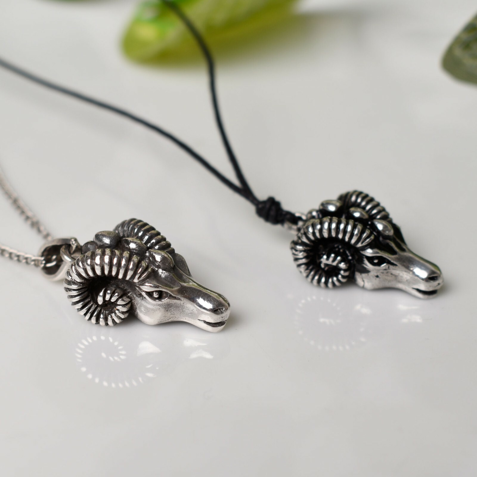 Goat Head 92.5 Sterling Silver Pewter Necklace Pendent Jewelry