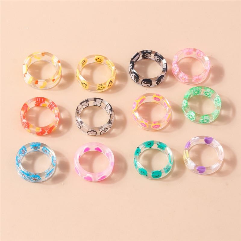 Bohemian Handmade Colorful Flower Beaded Ring Set for Women Beach Jewelry Gift