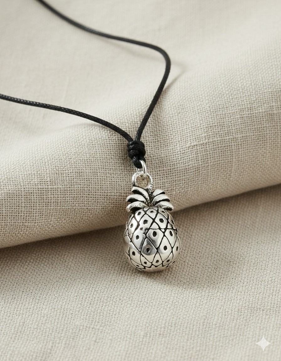 Hawaii Pineapple 92.5 Sterling Silver Gold Brass Necklace Pendant Jewelry