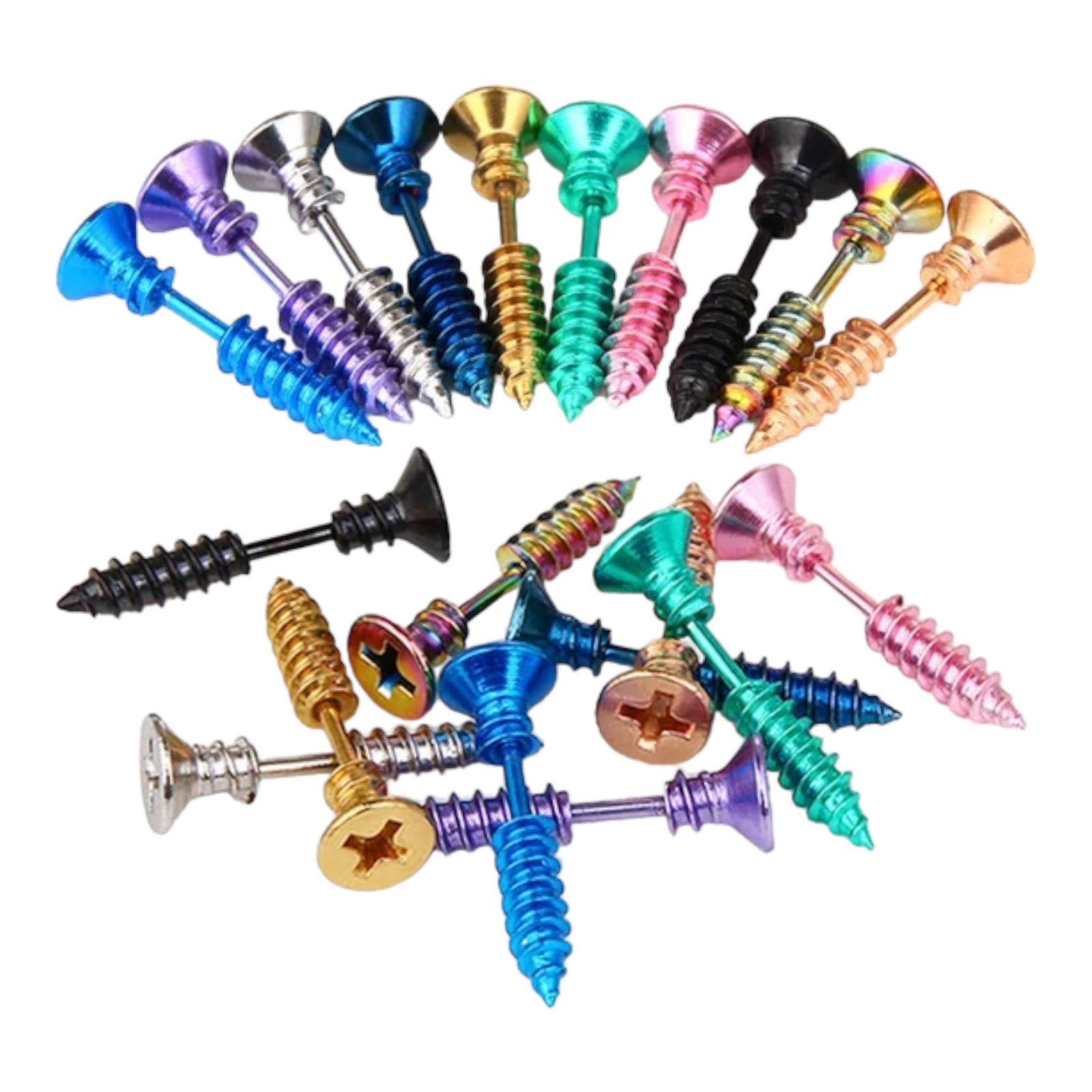 Stainless Steel Unisex Multicolor Punk Style Stud Screw Earrings Fashion Jewelry