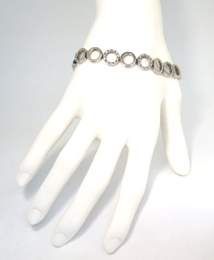 LGA 925 Sterling Silver and CZ Bracelet 18.2 grams 7 1/4” 3/8” wide lot 47b8