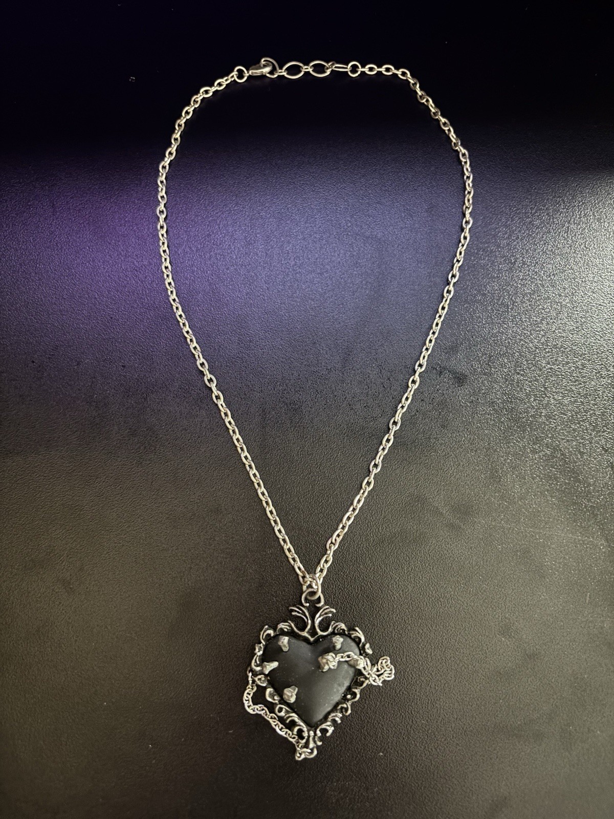 Witch Heart Emo/Grunge necklace *Real Silver*